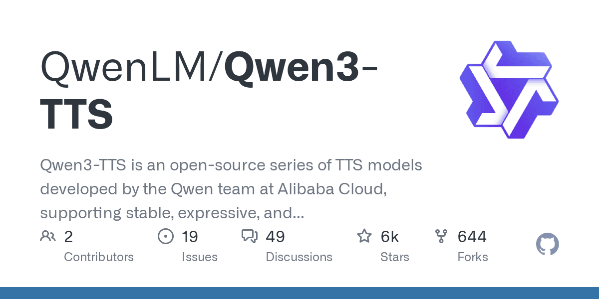 Qwen3-TTS supporting stable, expressive, and streaming speech generation, free-form voice design, and vivid voice cloning.